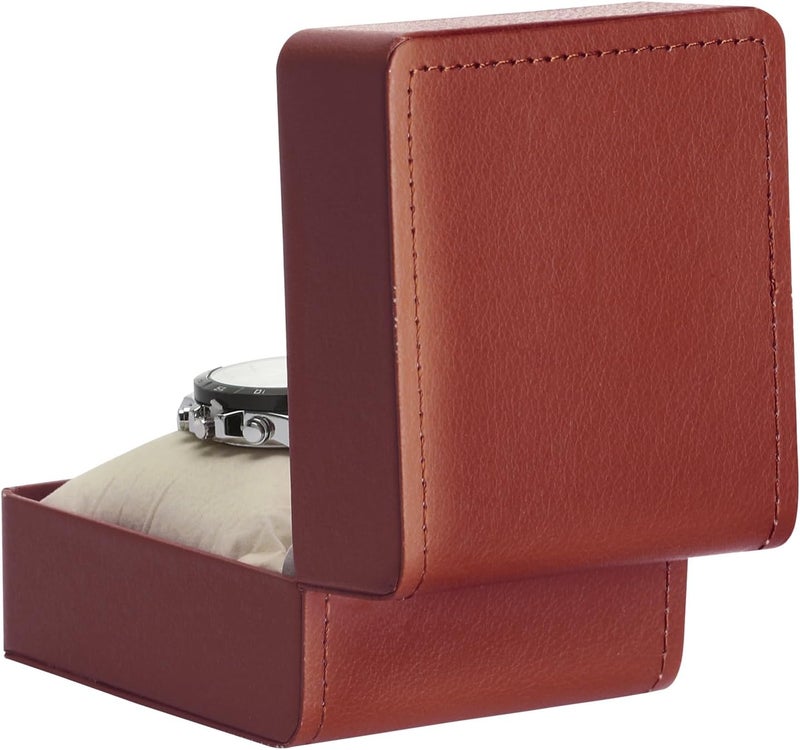 BAOPEND Single Watch Case, Travel Watch Gift Box with Removable Pillow, Luxury PU Leather Wristwatch Display Organizer Holder Boxes for Mem and Women (Brown) - Image 3